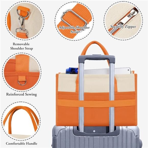 Canvas Tote Bag for Women, Women's Crossbody Handbag for Work Travel, - Picture 4 of 7